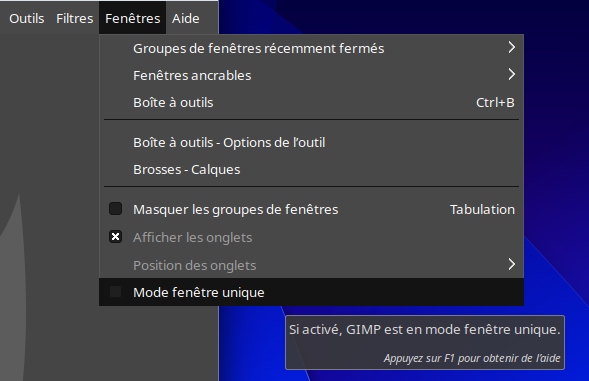 mode fenêtre unique