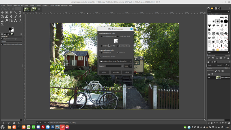 paramètres coin de page