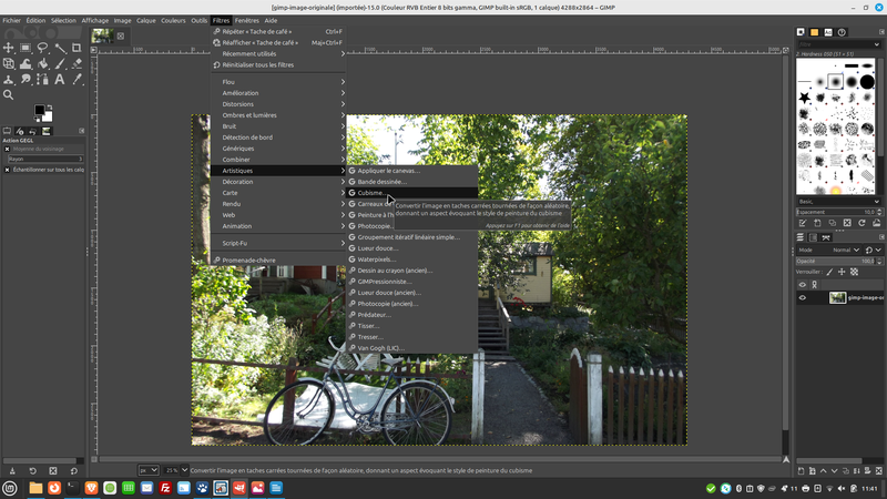 menu filtres artistiques